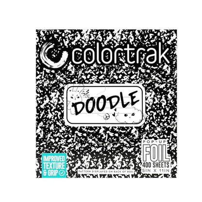 Colortrak Doodle Pop-up Foil W/Dispenser (400 Count), Pre-cut Sheets, Non-Slip Embossed Texture, 5" x 11" Sheets for Hair Foil Coloring and Highlighting Sheet Applications