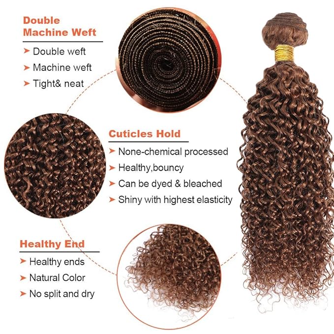 Light Brown Human Hair Bundles Color #30 Water Wave Bundle Light Brown Human Hair 3 Bundles 24 26 28 Inch Niegmeag Double Weft Remy Color #30 Bundle