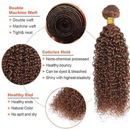 Light Brown Human Hair Bundles Color #30 Water Wave Bundle Light Brown Human Hair 3 Bundles 24 26 28 Inch Niegmeag Double Weft Remy Color #30 Bundle