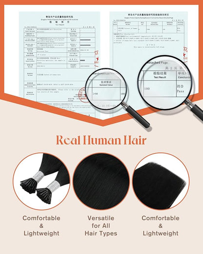 Sunny Hair I Tip Hair Extensions Jet Black 26inch Itip Human Hair Extensions Black I Tips Hair Extensions Human Hair Natural Hair Extensions I Tips Long Straight Hair Add length Itips 50g