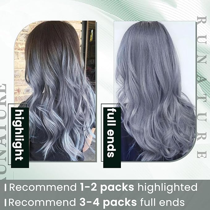 RUNATURE 20 Inch U Tip Human Hair Extensions - Light Blue, Silky Straight, Keratin, Pre Bonded Hot Fusion, 25g, 25s