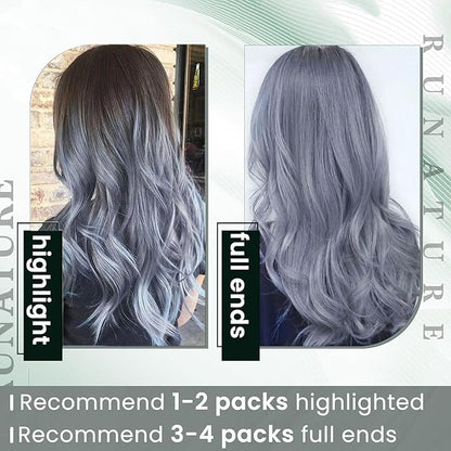 RUNATURE 20 Inch U Tip Human Hair Extensions - Light Blue, Silky Straight, Keratin, Pre Bonded Hot Fusion, 25g, 25s