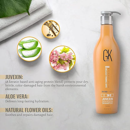 GK Hair Shield Shampoo 22 Fl Oz – Color Safe, UV Protection, Aloe Vera & Argan Oil, Sulfate and Paraben Free, Repairs Damage, Boosts Shine, Hydrating, Vegan Hair Care