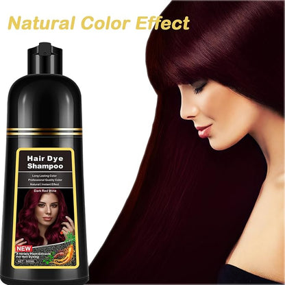 Instant Dark Wine Red Hair Dye Shampoo 3 in 1 for Gray Hair, Natural Hair Color Shampoo for Men & Women, 17.6 FL OZ Herbal Red Hair Shampoo & Red Hair Dye Colors in Minutes