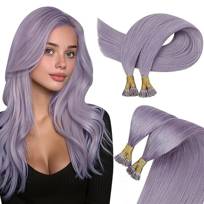 Sunny Hair I Tips Hair Extensions Real Human Hair Violet Purple Itip Human Hair Extensions Remy Cold Fusion 22inch InvisiblePre Bonded Long-Lasting Beauty 50g