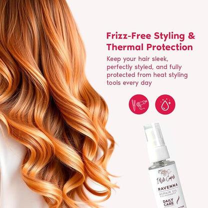 Ravenna Hair Straightening Kit – Organic Hair B-tox, Aloe Vera Shampoo & Conditioner, Repair Oil – Anti-Frizz, Intense Hydration, Shine – Formaldehyde-Free –For All Hair Types (4-Pack)