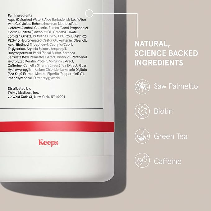 Keeps Hair Regrowth Treatment Mens Conditioner for Fuller, Thicker Looking Hair, 8 oz - Thinning and Hair Growth Conditioner for Men - DHT Blocker - Infused with Biotin, Caffeine, & Saw Palmetto