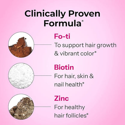 HUM Hair Strong Daily Hair Growth Supplement with Biotin, Zinc, Vitamin B12 to Support Growth, Folic Acid & Vitamin B12 Vitamins for Healthy Hair Support for Women and Men, 30 Vegan Capsules