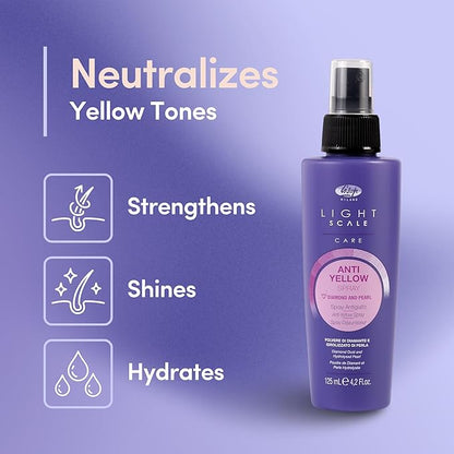 Lisap Hair Spray, Light Scale Hair Care Anti Yellow Spray & Heat Protectant Purple Toner for Blondes, Toning Blonde, White, Silver Hair & Highlights, Nourishing Hydrating for Brassy Tones, 4.23 fl oz
