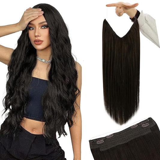 YoungSee Wire Extensions Brown Wire Hair Extensions Real Human Hair Darkest Brown Secret Hair Wire Extensions Brown Wire Couture Human Hair Extensions Hair Extensions Real Human Hair 80G 16Inch