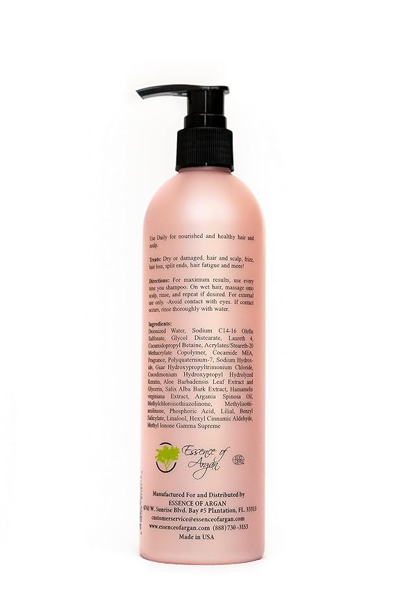 Essence of Argan Renewing Hair Care Shampoo - Infused with 100% Pure Moroccan Organic Argan Oil - Nourishing and Moisturizing - For All Hair Types