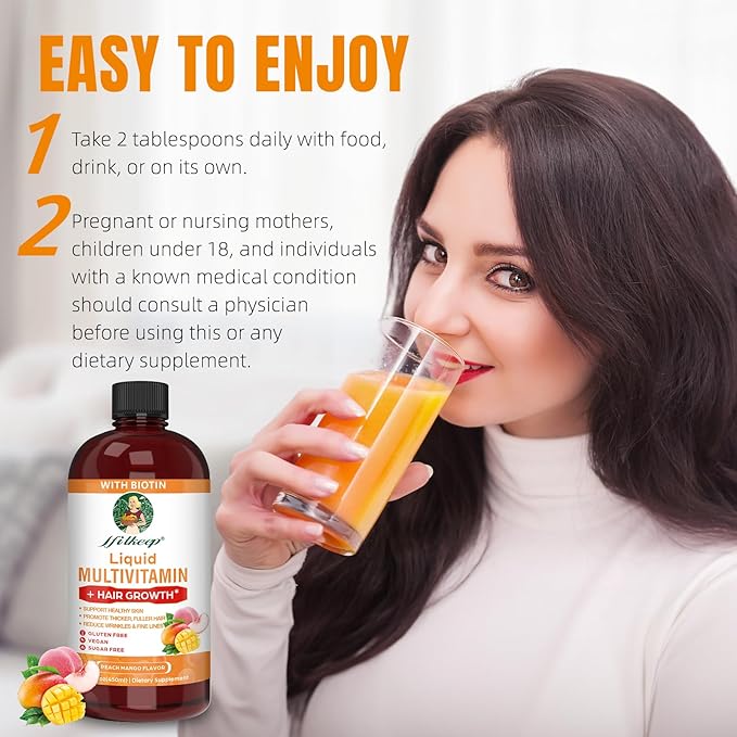 Liquid Multivitamin,Hair Growth,Support Healthy Skin,Promote Thicker,Fuller Hair,Reduce Wrinkles & Fine Lines,15.22 fl oz