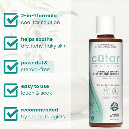 Emulsion Cream - Coal Tar Lotion for Relief from Eczema, Psoriasis, and Dermatitis - Helps Soothe Itchy Flaky Skin, Redness, Dryness, and Inflammation