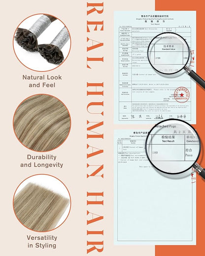 Sunny Hair K Tip Hair Extensions Real Human Hair Invisible Ktip Hair Extensions Light Brown Ombre Blonde 14inch 50g Silky Straight