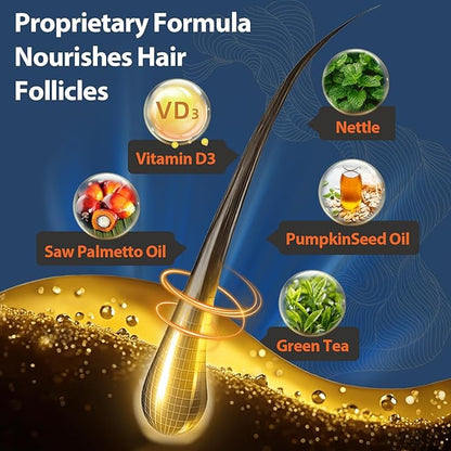 DHT Blocker for Men with Saw Palmetto & Biotin, Hair Growth Formula in Liquid-Filled Capsules, Hair Loss Supplements, Hair Regrowth Vitamins, Proprietary Herbal Blends - 90 Capsules(1 Bottle)