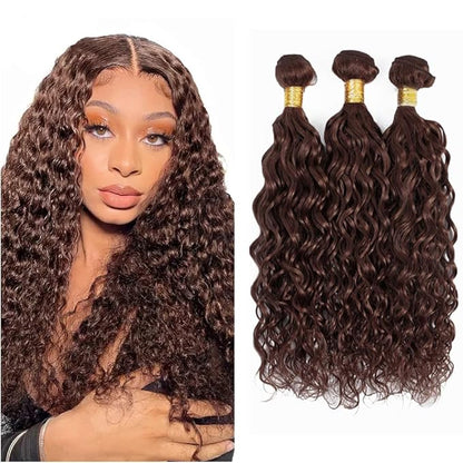Color 4 Curly Human Hair Bundles Chocolate Brown Bundle Mixed Length 3 Bundles 22 24 26 Inch Niegmeag Peruvian Virgin Remy Hair Extensions Number 4 Color 300g