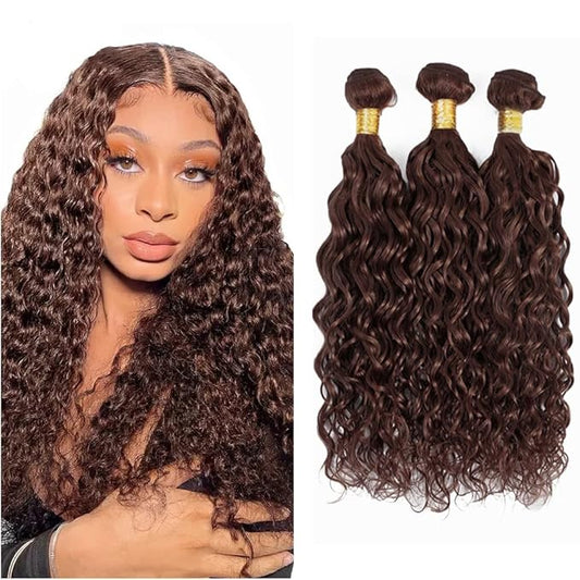 Color 4 Curly Human Hair Bundles Chocolate Brown Bundle Mixed Length 3 Bundles 22 24 26 Inch Niegmeag Peruvian Virgin Remy Hair Extensions Number 4 Color 300g