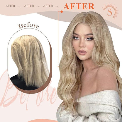 Sunny Golden Blonde U Tip Hair Extensions 18in U Tip Hair Extensions Human Hair Ash Blonde Highlights Light Blonde Utip Human Hair Extensions Hot Fusion Ktip Human Hair Extensions Soft Silky 50g/s