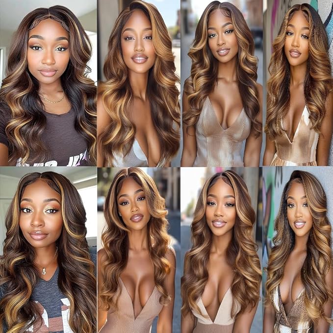 Ombre P1B27 Highlights Human Hair Body Wave Bundles Black and Blonde Body Wave Bundles Human Hair Brazilian Soft and Silky for Black Women 8 10 12 Inch