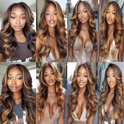 Ombre P1B27 Highlights Human Hair Body Wave Bundles Black and Blonde Body Wave Bundles Human Hair Brazilian Soft and Silky for Black Women 8 10 12 Inch