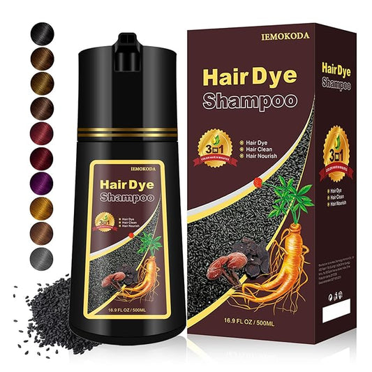 Dark Wine Red Hair Dye Shampoo 3 in 1, Dark Burgundy for Men & Women Hair Colors in Minutes, Shampoo Para Canas Long-Lasting 16.9 Fl Oz (Dark wine red)