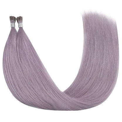 YoungSee Itip Hair Extension Real Human Hair Purple Itips Hair Extensions Real Human Hair Light Purple 24 Inch Tip Hair Extensions Color for Long Hair 25s 25g Stick Tip Hair Extensions Soft and Silky