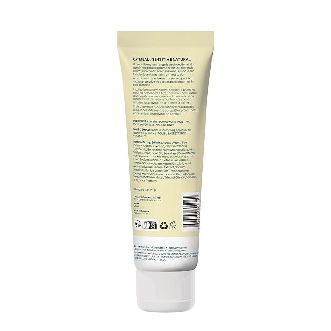 ATTITUDE Hair Conditioner for Sensitive Dry Scalp, Soothing Oat, Protects Color, Naturally Derived Ingredients, Dermatologically Tested, Vegan Detangler, Color Care, 8 Fl Oz (Pack of 6)
