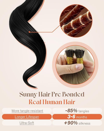 Sunny Hair Long I Tip Hair Extensions Human Hair 22inch I Tip Hair Extensions Ash Blonde Ombre Platinum Blonde Hair Extensions I Tip Add Volume for Travel 50g