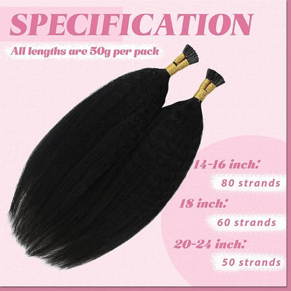YoungSee I Tips Hair Extensions Real Human Hair Kinky 22In Itip Human Hair Extensions Kinky Straight 50g Black Cold Fusion Hair Extensions Curly Itips Hair Extensions 50s Long Lasting Hair Extensions