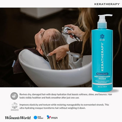 KERATHERAPY Keratin Infused Deep Conditioning Masque, 16.9 fl. oz., 500 ml - Moisturizing Hair Deep Conditioning Treatment with Kerabond, Jojoba Oil, Nettle Root Extract, Wheat Oil, & Persian Walnut