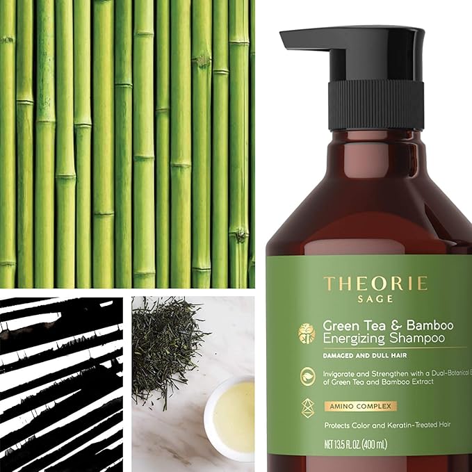 Theorie Green Tea & Bamboo Energizing Conditioner - Irresistible Scent of Green Tea, Jasmine, Amber & Cypress - For Damaged & Dull Hair - Color & Keratin Safe - 800mL