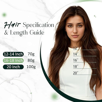 RUNATURE Wire Hair Extensions Real Human Hair, Invisible Fish Line Hair Extensions Straight Brown Hair, Natural Look for Daily Wearing, 20 Inch 100g #2 Dark Brown