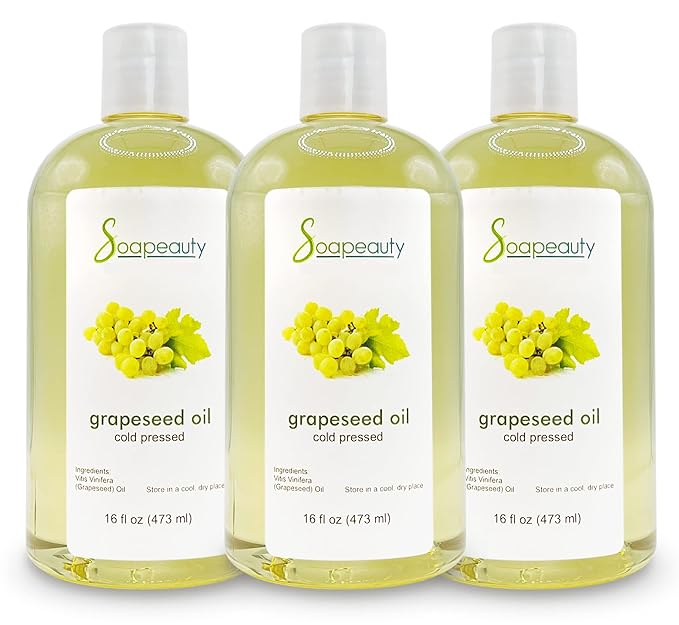 GRAPESEED OIL Cold Pressed Unrefined | 100% Natural Available in Bulk | Carrier for Essential Oils, Face, Skin, Hair Moisturizer, Soap Making | 48 OZ