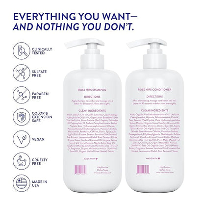 Routine Wellness 1 Liter Anti-Thinning Shampoo and Conditioner Set for Thinning Hair - Biotin DHT Blocker - Color Safe Shampoo for Hair Loss & Healthier Hair - 1 Liter Set - Rose Hips