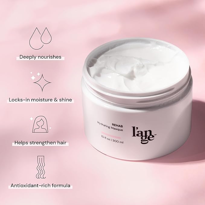L'ANGE HAIR Rehab Hydrating Masque | Deep Conditioning Hair Mask for Dry, Damaged Hair | Keratin-Infused Treatment for Smoothness, Elasticity & Shine | For All Hair Types | 10 fl oz