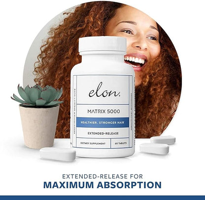 Elon Matrix 5000 - Biotin 5000mcg Vitamins for Hair Growth w/Extended Release - Promotes Healthy & Strong Hair - Pack of 2 (120 Day Supply)