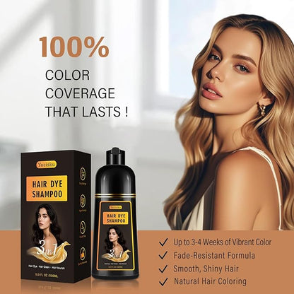 Hair Dye Shampoo 3 in 1, Hair Color Shampoo, Light Brown Hair Dye, Brown Hair Shampoo, Colors in Minutes, Easy to Use, 16.90 Fl Oz