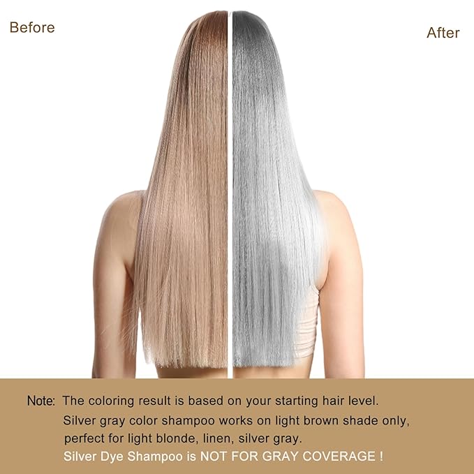 Silver Gray Hair Dye Shampoo, Instant Hair Color Shampoo, Colors in Minutes, Long Lasting Silver Hair Dye, Champu Para Canas