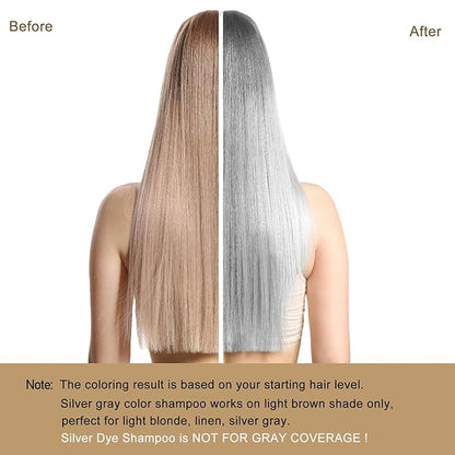 Silver Gray Hair Dye Shampoo, Instant Hair Color Shampoo, Colors in Minutes, Long Lasting Silver Hair Dye, Champu Para Canas