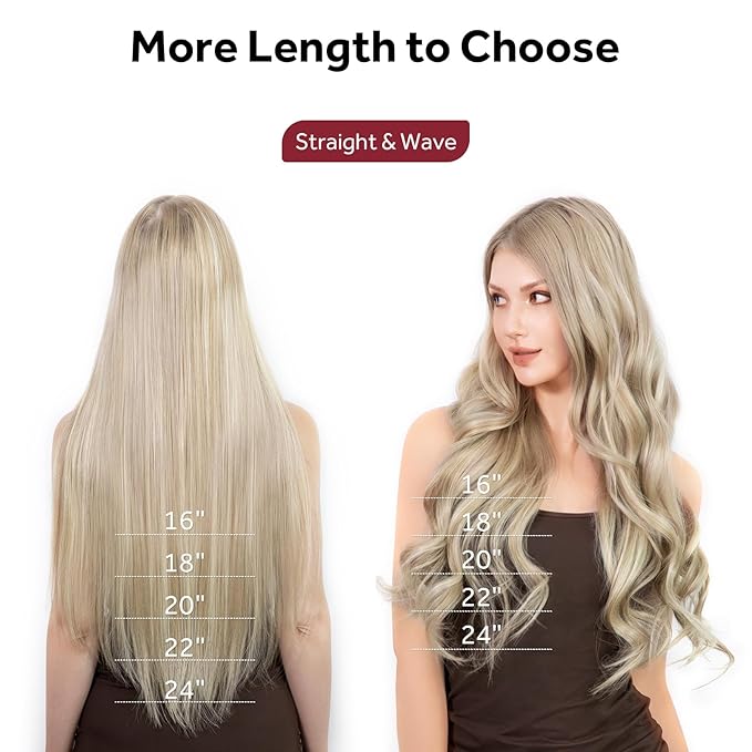 Clip in Hair Extensions Real Human Hair, Silky Remy Hair Extensions Clip Ins, Salon Quality Natural Human Hair, Light Blonde Highlighted Golden Blonde #P16/22 18Inch 120G 7PCS