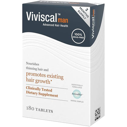Viviscal Men's Hair Growth Supplements for Thicker Fuller Hair, Clinically Proven Collagen Complex, 180 Tablets 3 Month Supply