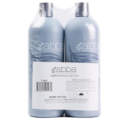 ABBA - Pure Moisture Shampoo & Conditioner Duo - Eliminates Frizz Cleanses, Hydrates & Strengthens Hair- Olive Butter & Peppermint Oil, 32 fl oz Each