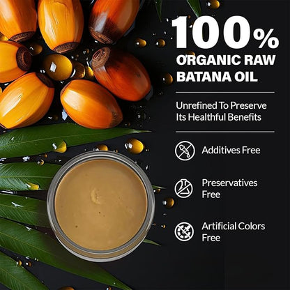 Batana Oil for Hair Growth - 100% Raw & Unrefined, Batana Oil Paste from Honduras for Fight Hair Loss, Reduce Split Ends & Nourish Scalp, for Men & Women - All Hair Types (4.06 Fl Oz)