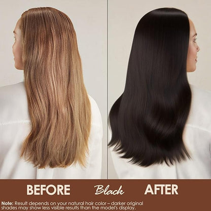 Hair Dye Shampoo 3 in 1, Herbal Hair Color Shampoo for Gray Coverage, Long-Lasting Natural & Vibrant Shades for Women & Men, Easy At-Home Application 16.9 Fl Oz (Black)