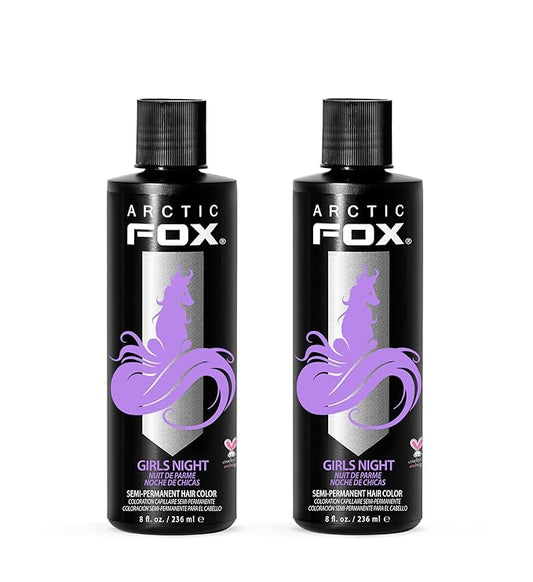 Arctic Fox Semi-Permanent Hair Dye, Vegan & Cruelty-Free, Pastel Lilac Purple, Ammonia-Free, Conditioning Color for Platinum Hair, Girls Night, 8 Fl Oz (Pack of 2)
