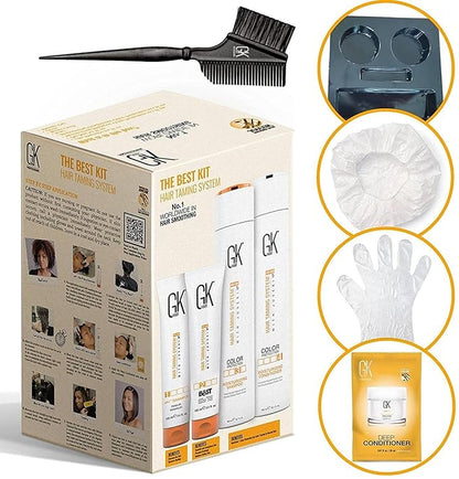 GK HAIR Global Keratin The Best Consumer Box Kit (10.1 Fl Oz/300ml) Smoothing Keratin Treatment Professional Brazilian Complex Blowout Straightening For Silky Smooth & Frizzy Hair