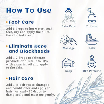 HIQILI Australian Tea Tree Essential Oil for Nail Repair, Hair Care, Add to Shampoo, Shower Gel, Foot Soak - 32 Fl Oz