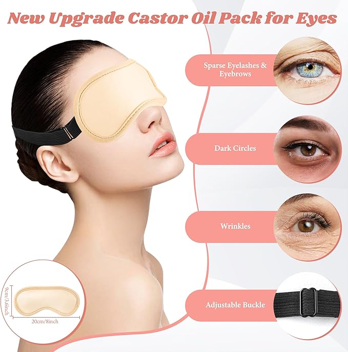 Castor Oil Pack Wrap, 12 Pcs Reusable Castor Oil Pack Kit Organic Cotton for Shoulder Hands Neck Waist Chest Knees and Feet, Adjustable Compress Pads for Entire Body