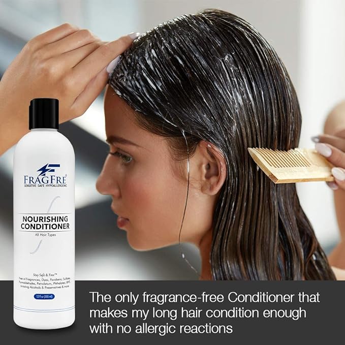 Fragrance Free Conditioner 12 oz - Parabens Free Hypoallergenic - Hair Conditioner for Sensitive Skin - Deep Conditioning for Normal Treated and Fragile Hairs - Vegan Gluten Free (1 Pack)