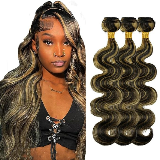 Highlight Blonde Bundles Human Hair 1b27 Body Wave Bundles Niegmeag Peruvian Virgin Remy Hair 3 Bundles 20 22 24 Inch Honey Blonde Color